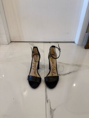 Sam Edelman Black Ankle-Strap Block Heel Sandals